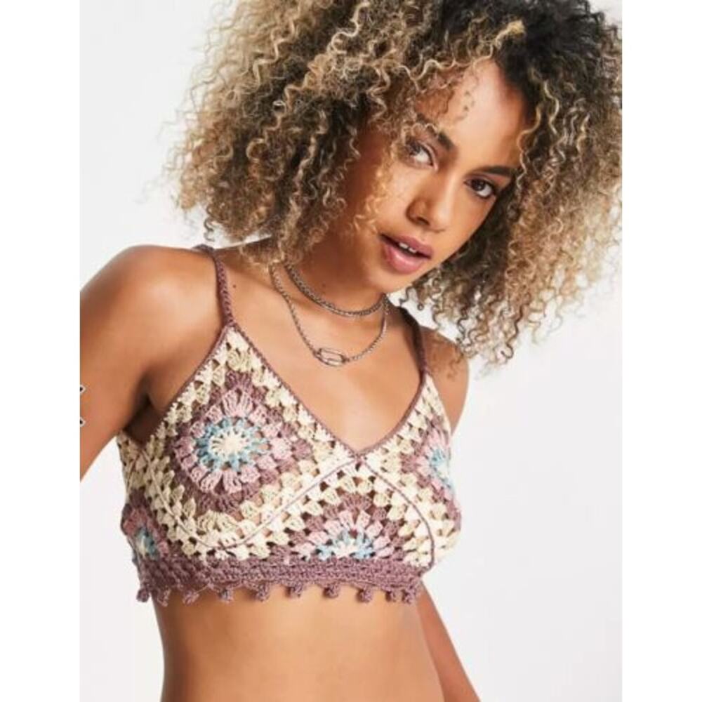 Pull & Bear, Size Medium, Multicolor Crochet Bra … - image 1